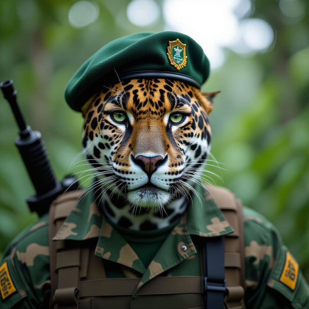 Brazilian Jungle Fighter Jaguar Portrait