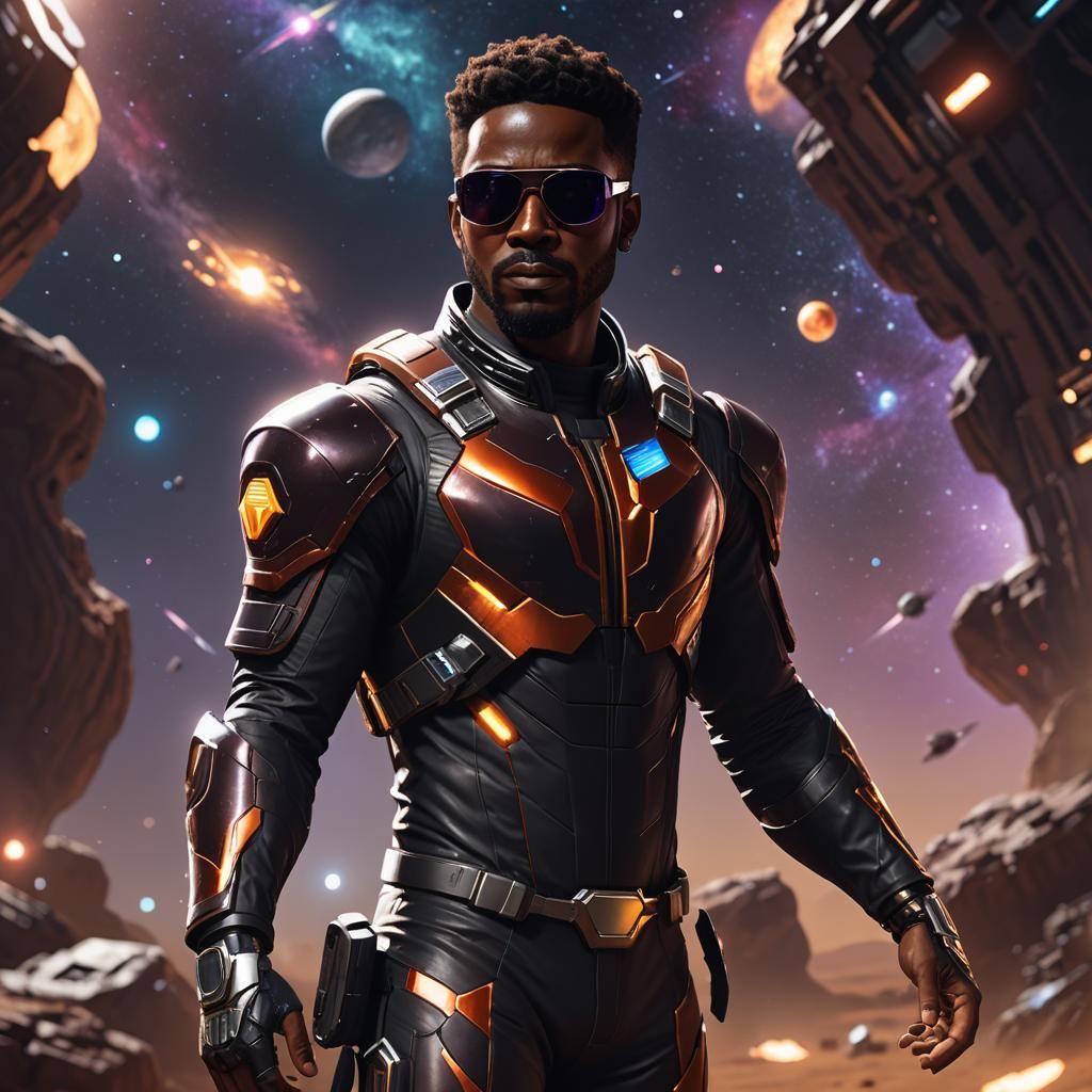 Black Space Ranger in Maroon Cosmic Suit