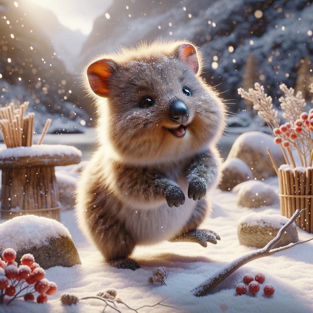 Snowy Baby Happy Quokka