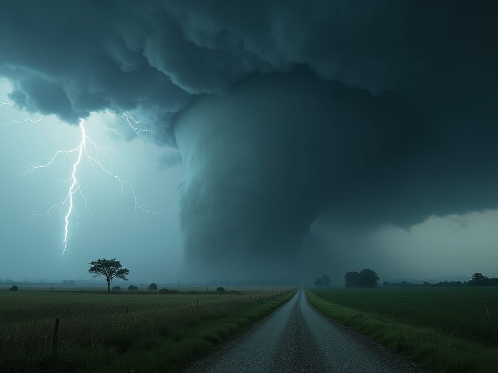 Tornado Devastation in a Realistic 3D Rendering