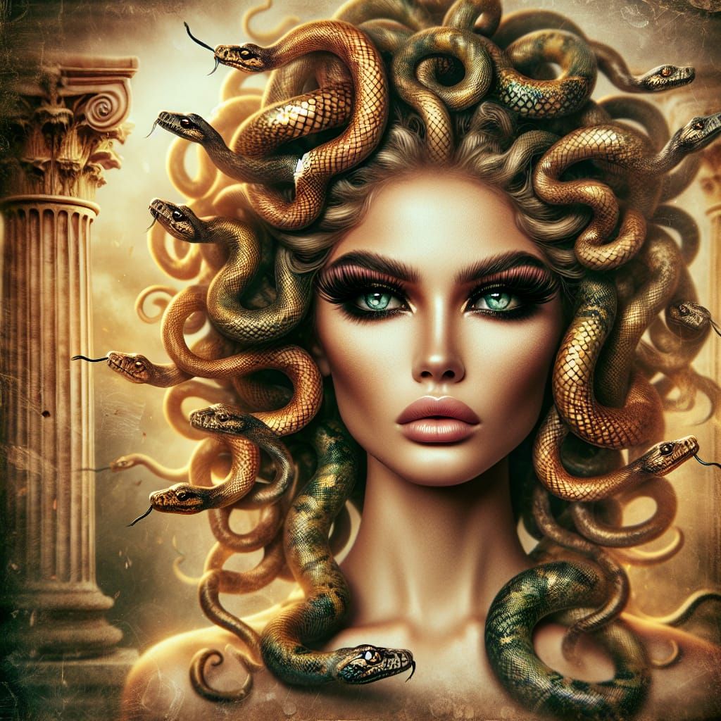 Vintage Portrait Of The Goddess Medusa
