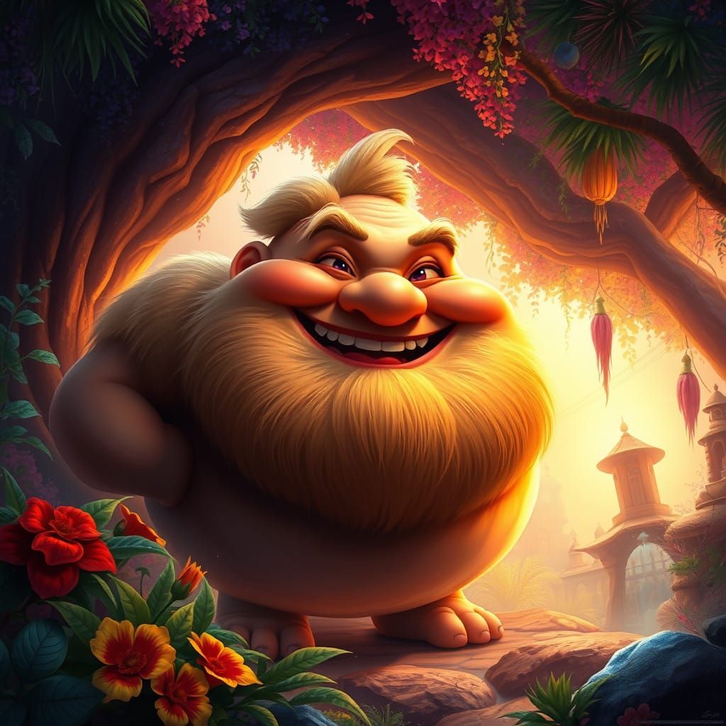 Whimsical Fantasy Figure in Vibrant Realm