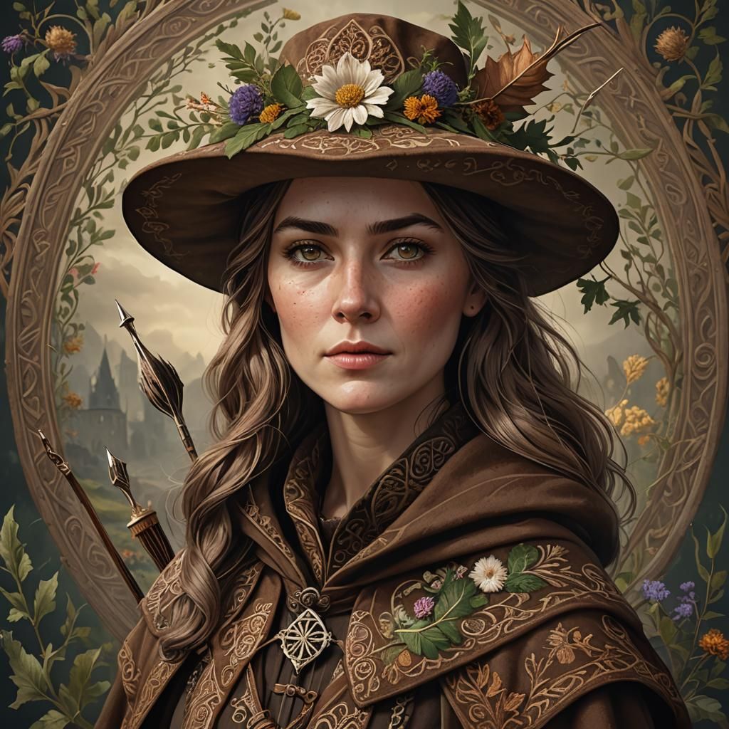 Irish Woman Portrait with Bow, Fantasy Concept Art
