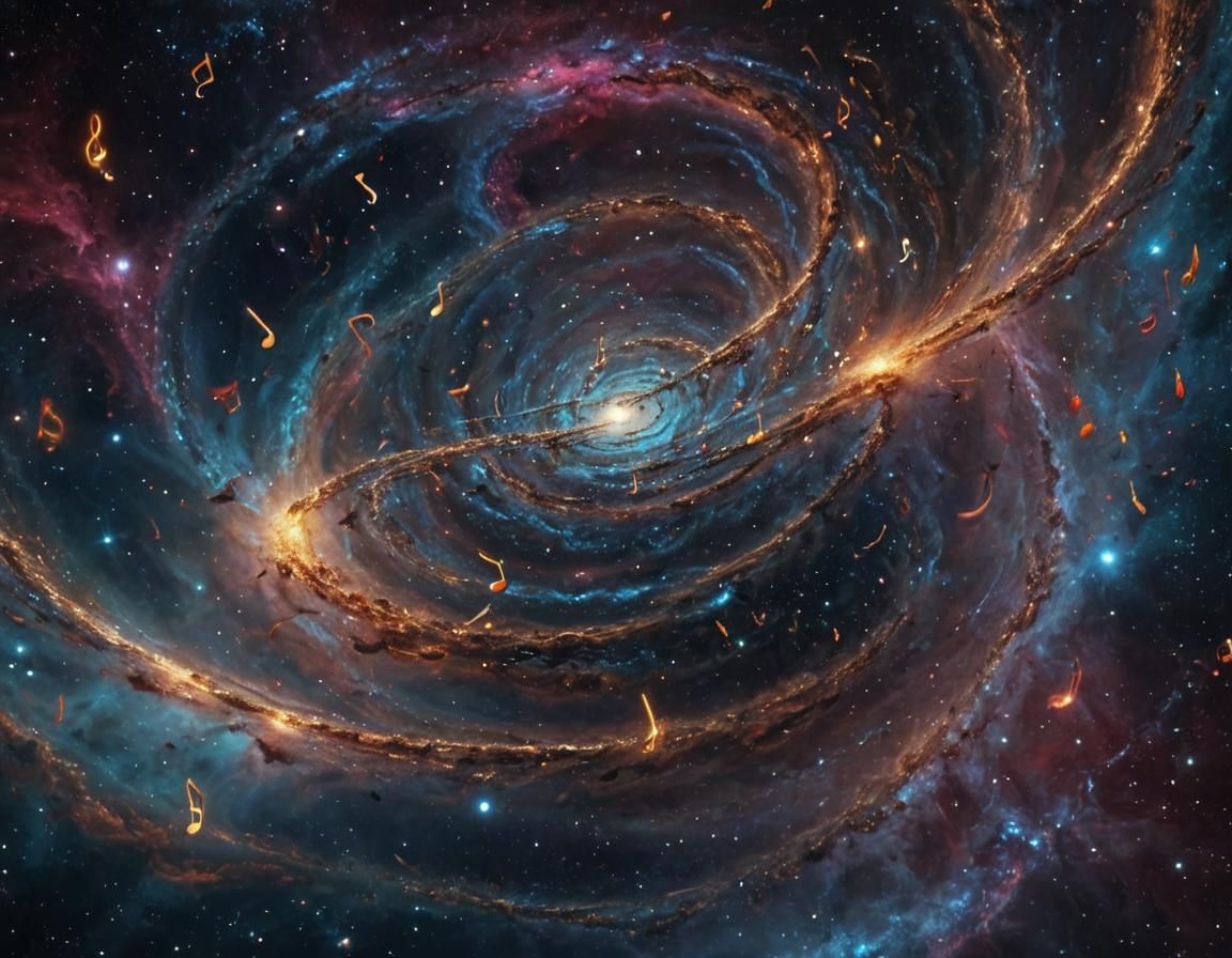 Musical Notes in Deep Space: Cinematic Digital Art