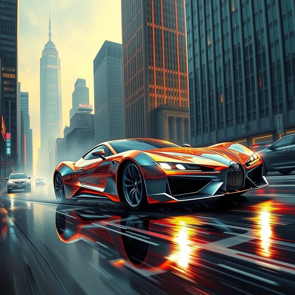 Futuristic Car in Art Deco Style, 8K