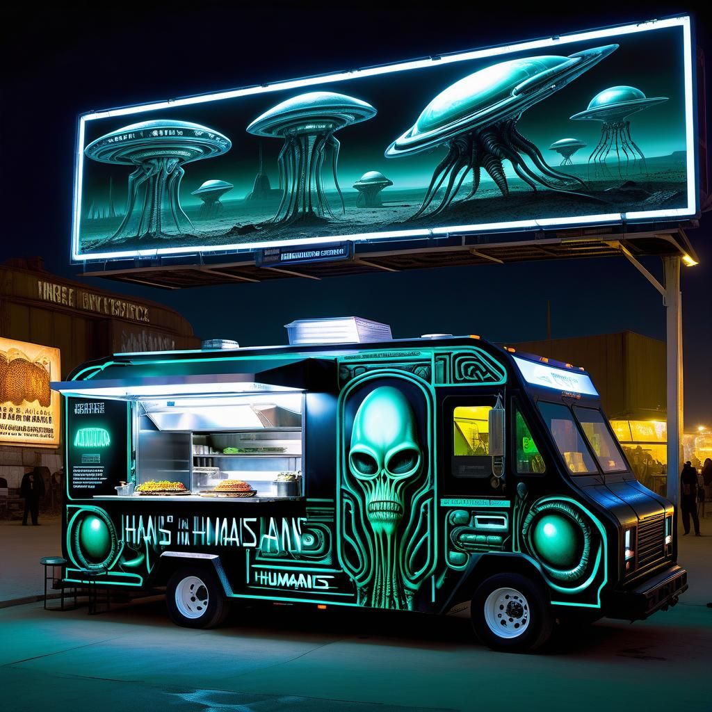 In a futuristic world - Alien food truck