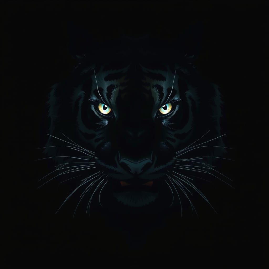 Dark Fantasy Tiger in Pitch Black Shadow