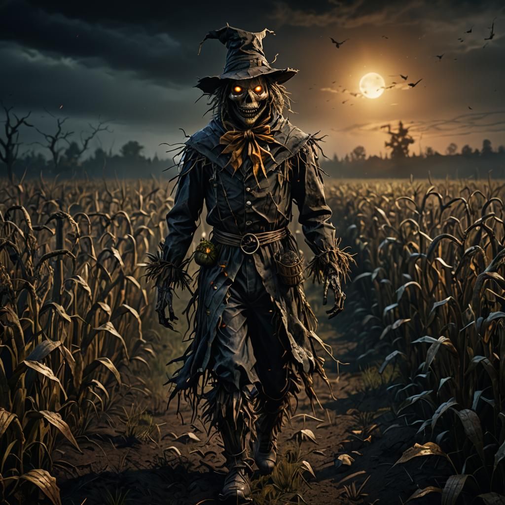 Terrifying Scarecrow in Dark Fantasy Style