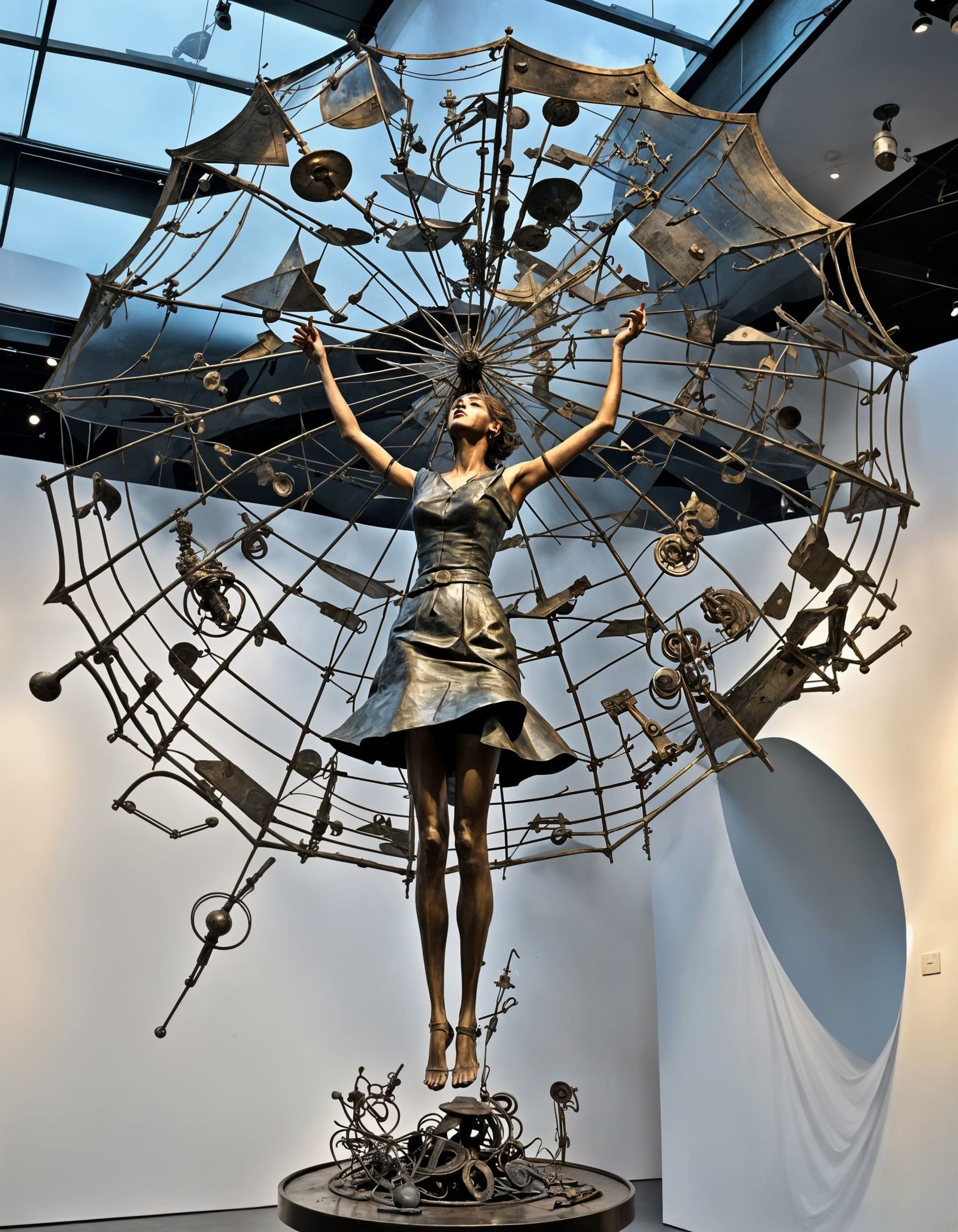 Surreal Metal Art Sculpture of Floating Woman