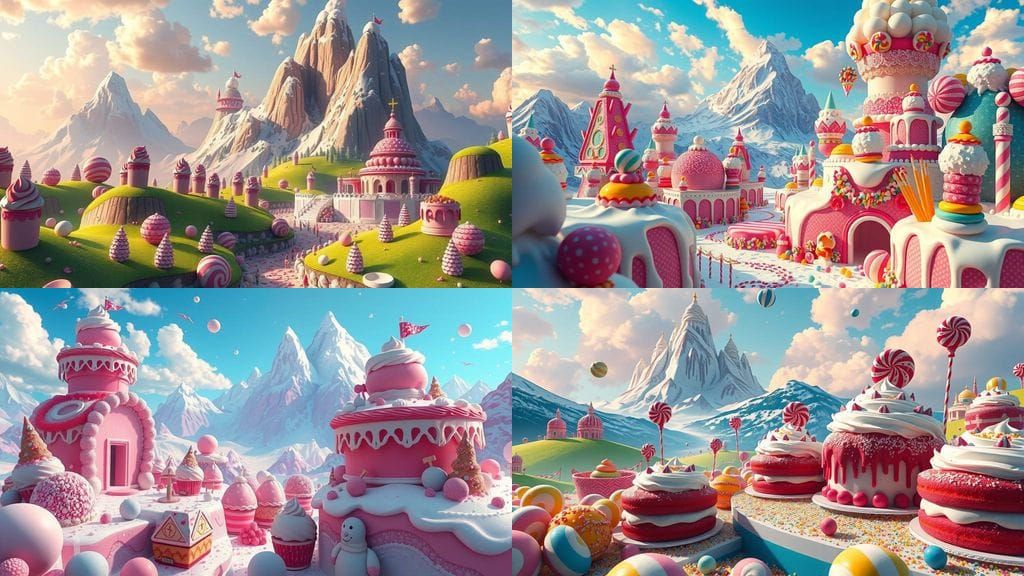 Candy Land with Whipped Cream and Ice Cream Mountain