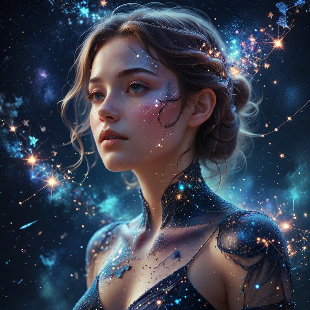 Surreal Portrait: Person Dusted with Constellations