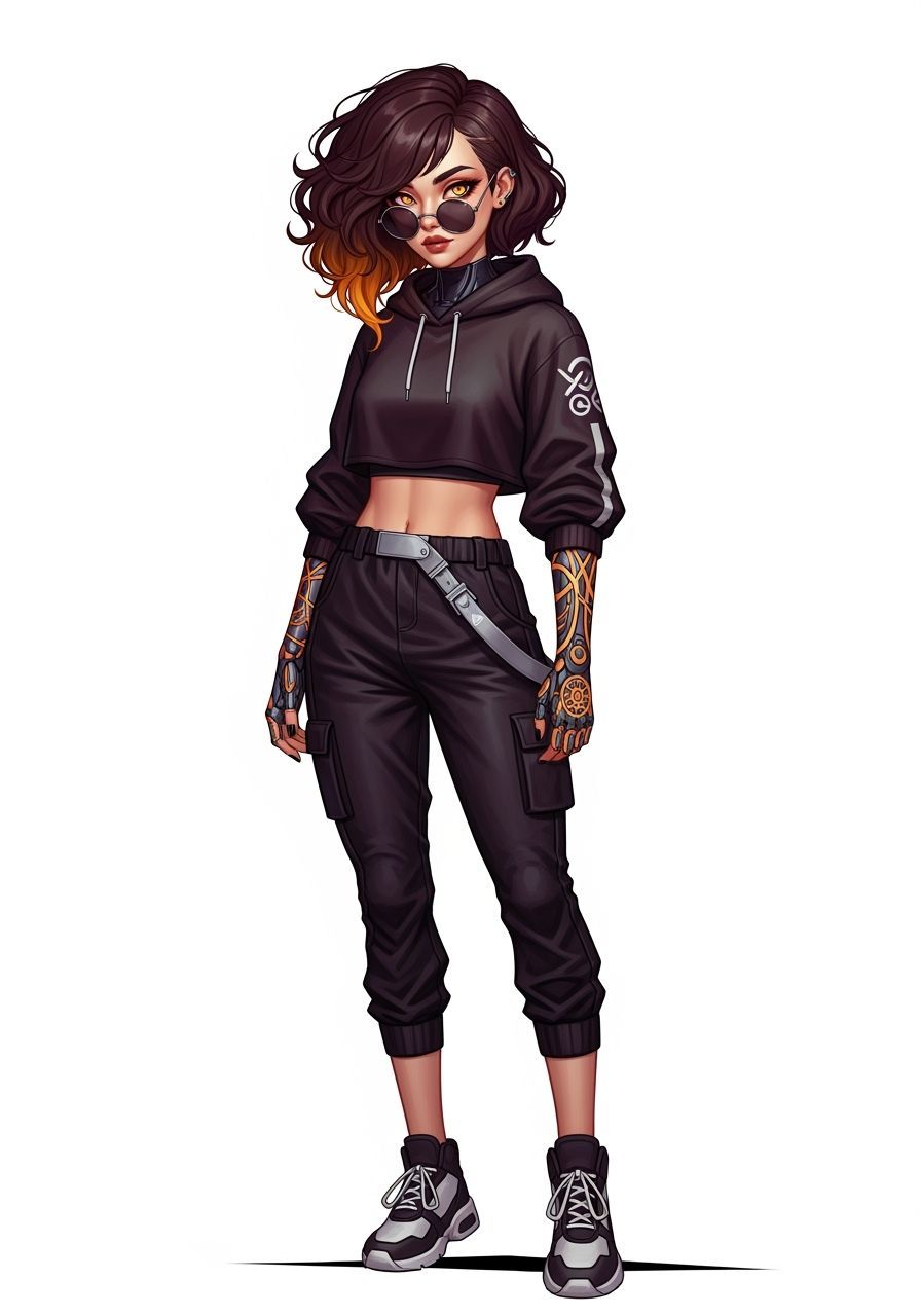 Anime Sci-Fi Woman with Cybernetics in Semi-Realism Style