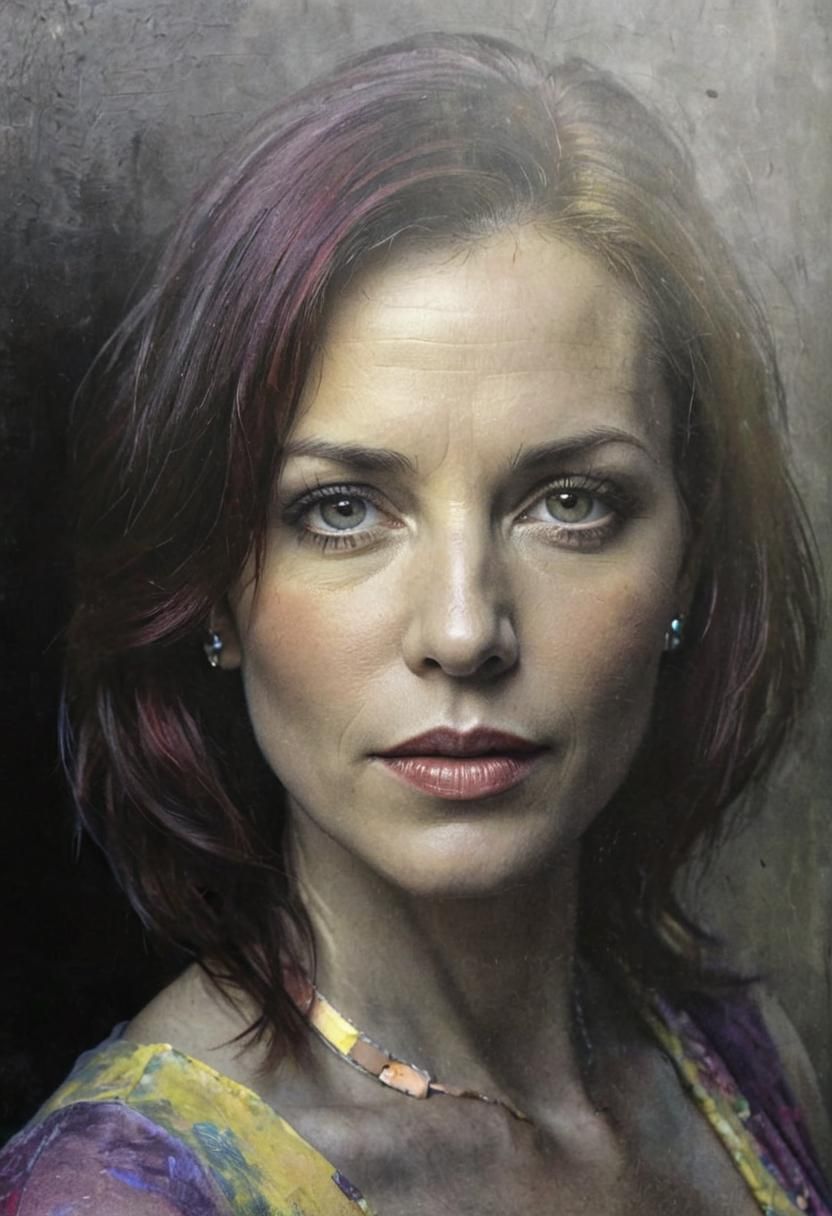 Elegant Woman's Portrait as Impasto Painting