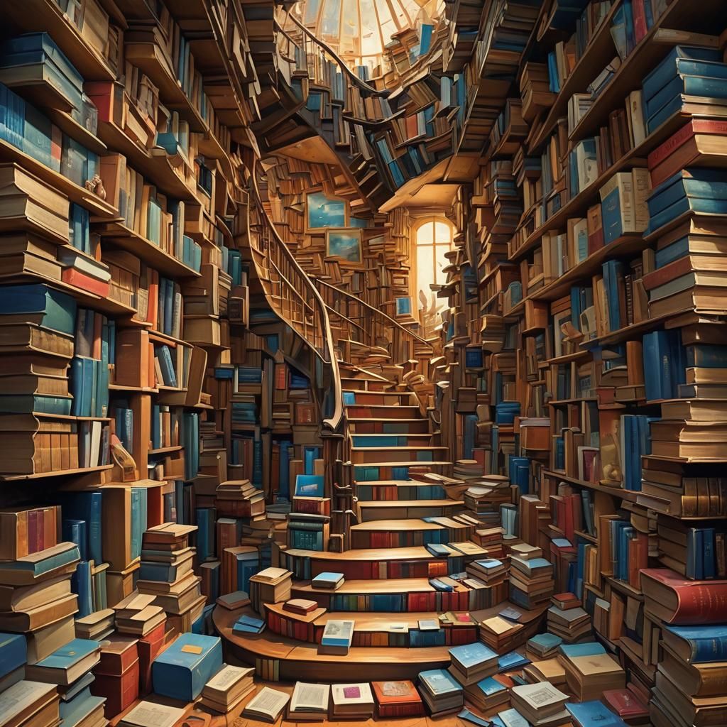 Surreal Book Staircase Inspired by Salvador Dali