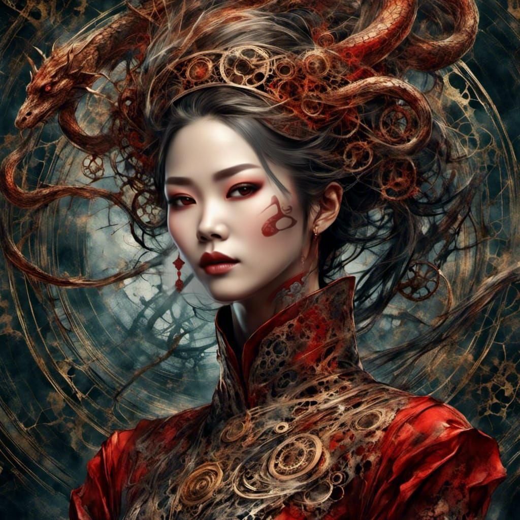 Gothic Steampunk Chinese Woman Poster