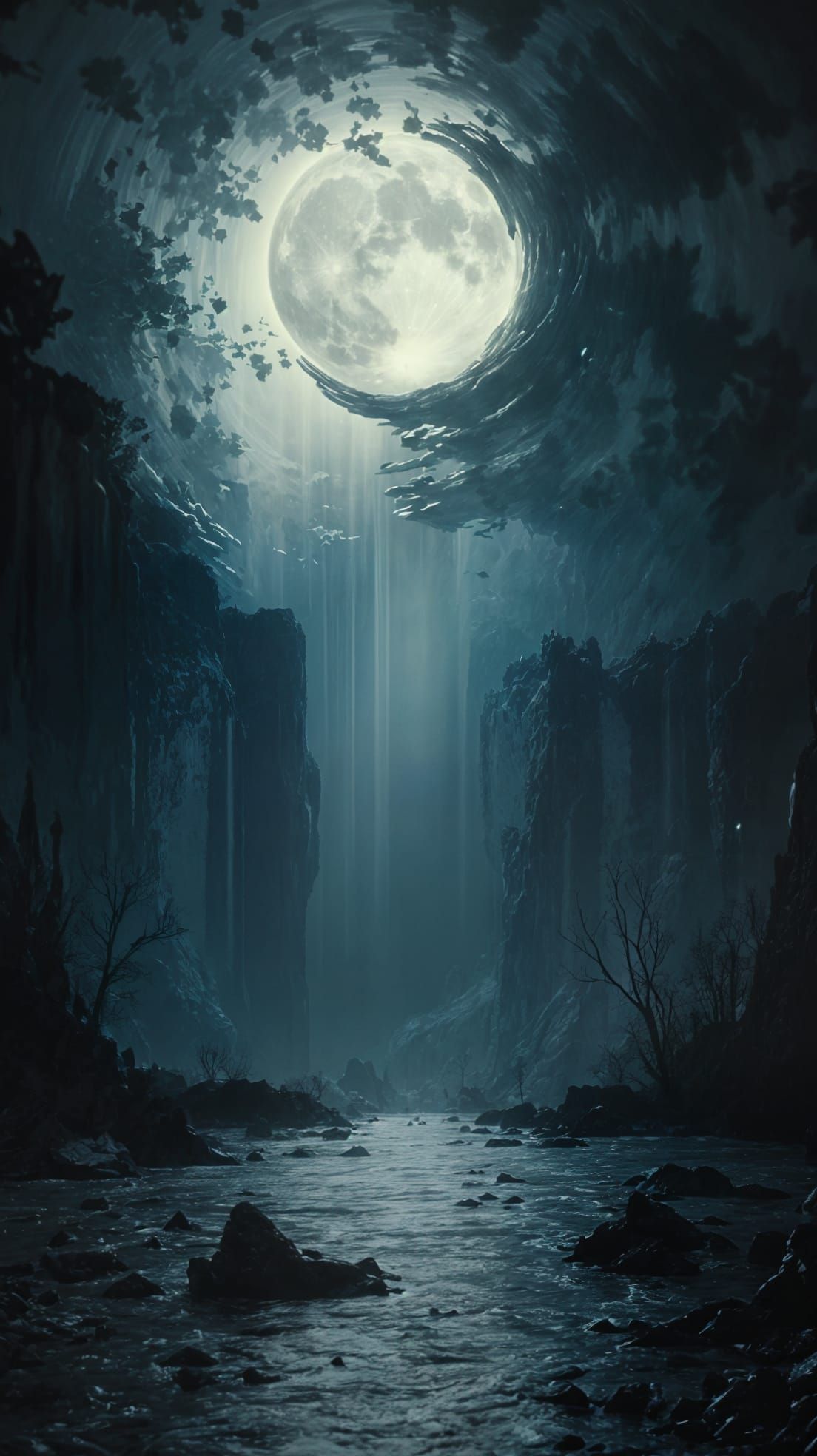 Dramatic Moonlit Landscape in 3D Concept Art