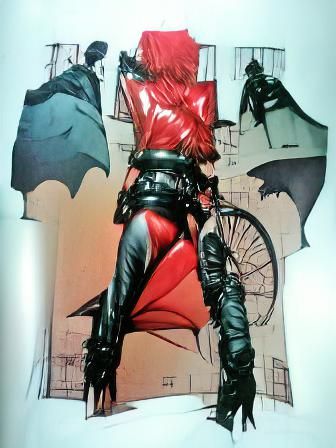 Batwoman in Leather, Comic Book Style