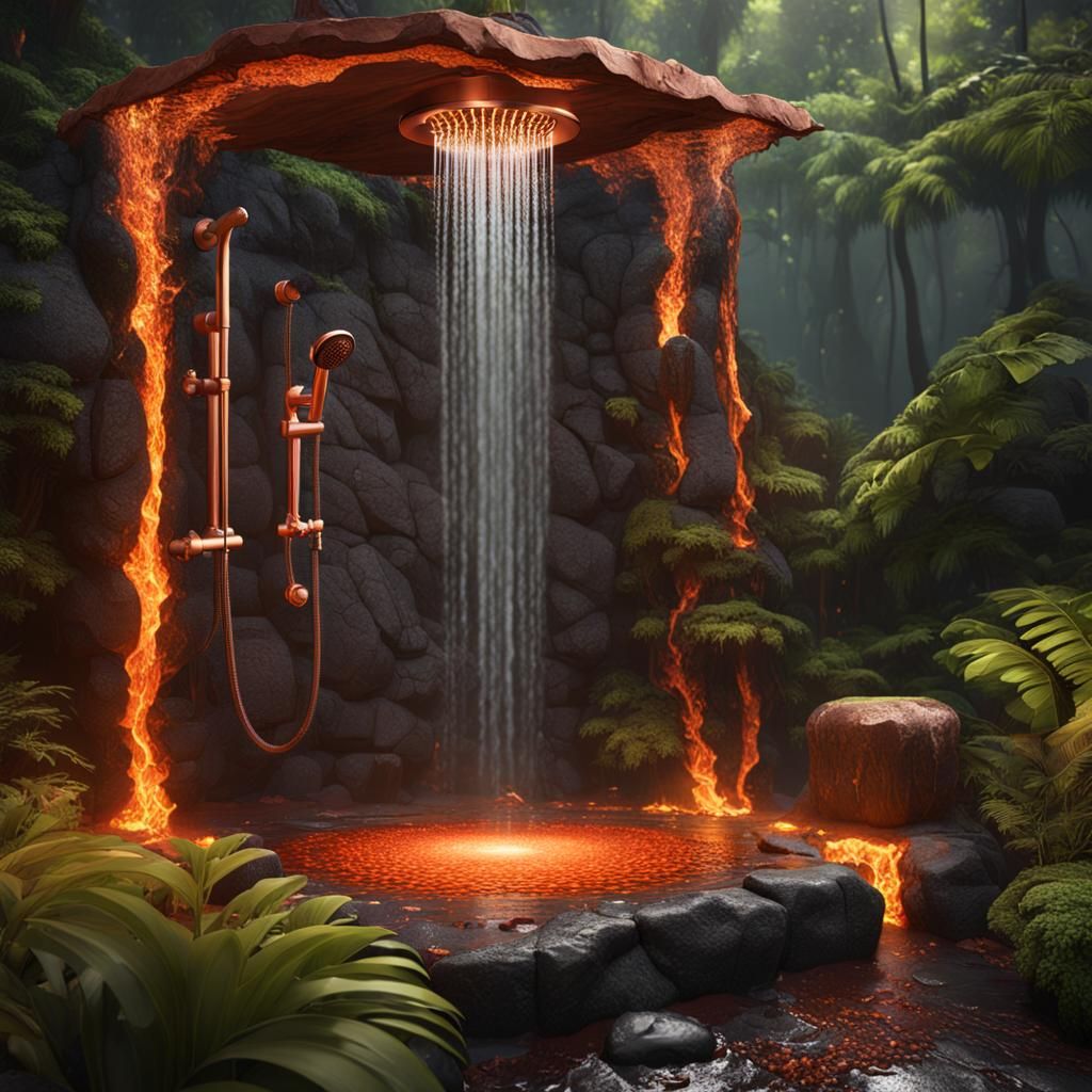 Lava Stone Shower in Hawaiian Forest