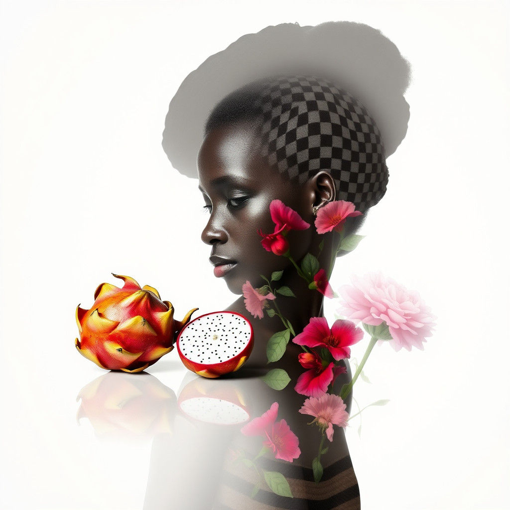 Checkered African Female Portrait Still Life