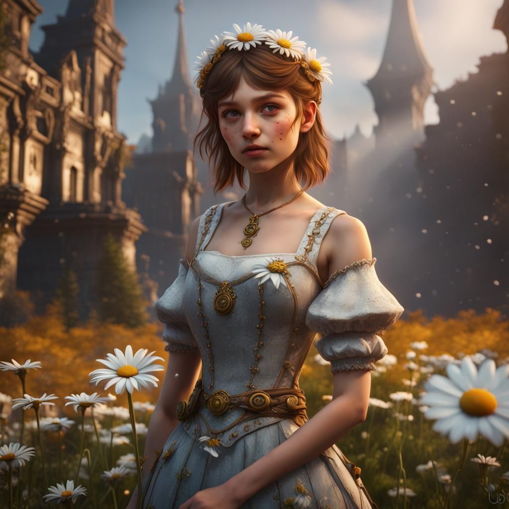 Daisy Girl: Detailed Matte Painting in 8k