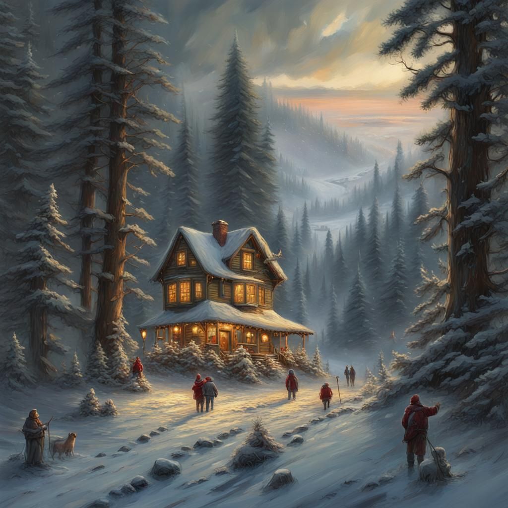 Magical Christmas Forest in Atmospheric Digital Painting