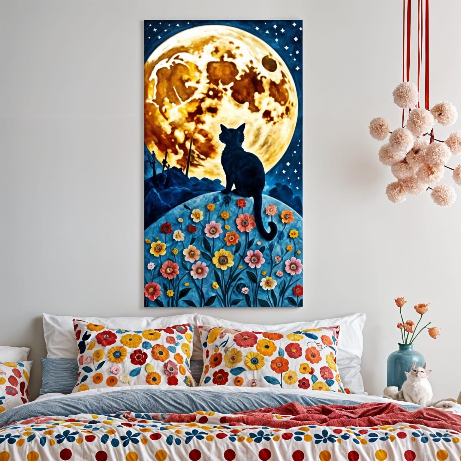 Cat Reaching for the Moon Wall Art