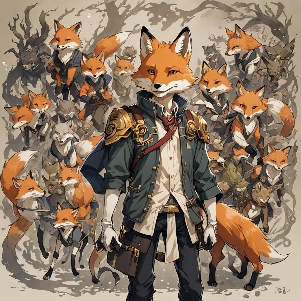 Anime-Inspired Boy Fox in Japanese Manga Style