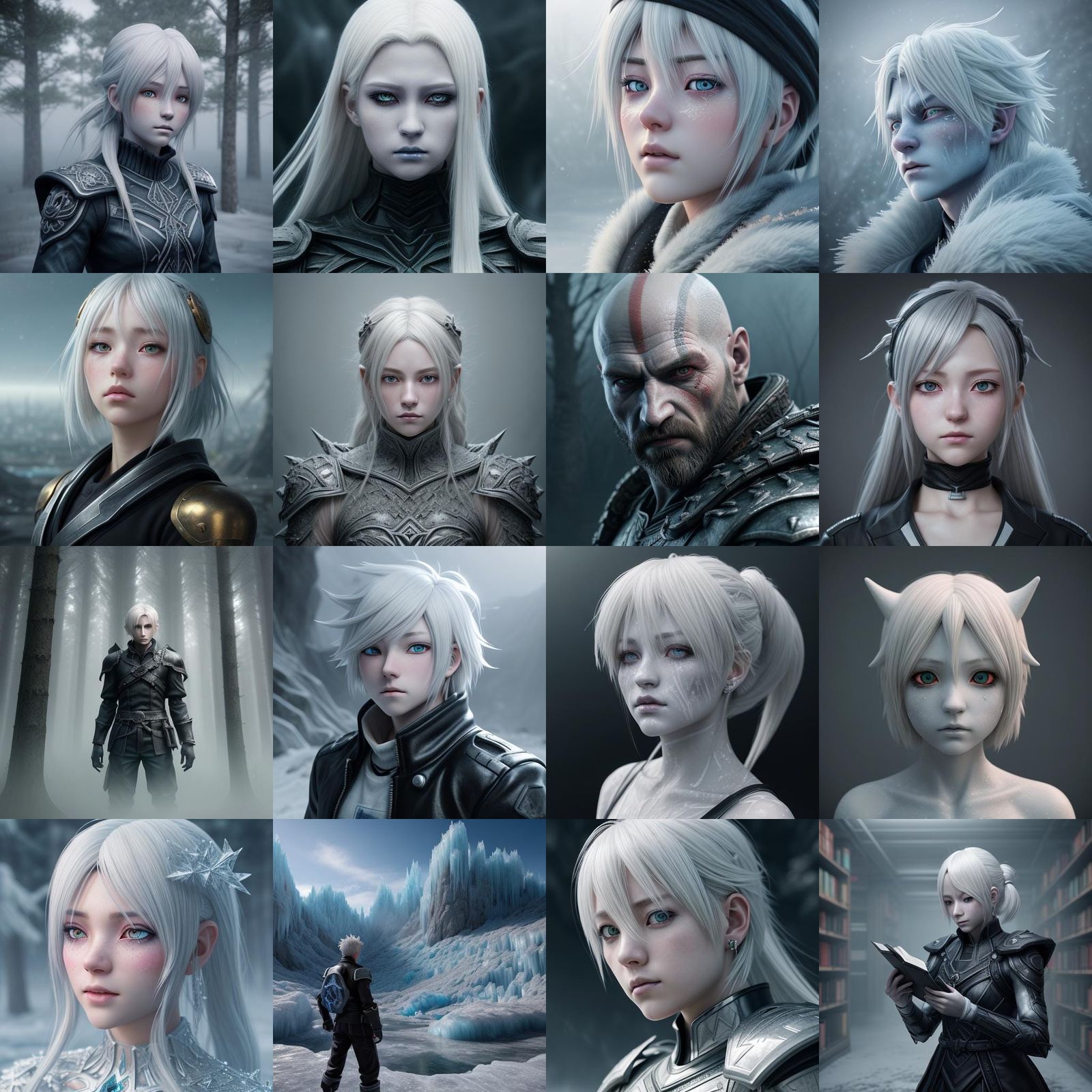 Wight Demon with Platinum Hair in 3D Anime Style