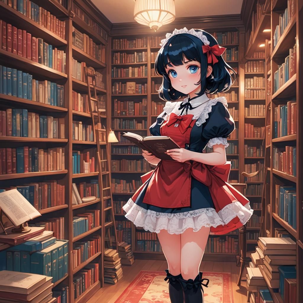 Charming French Maid Enchants Cozy Library