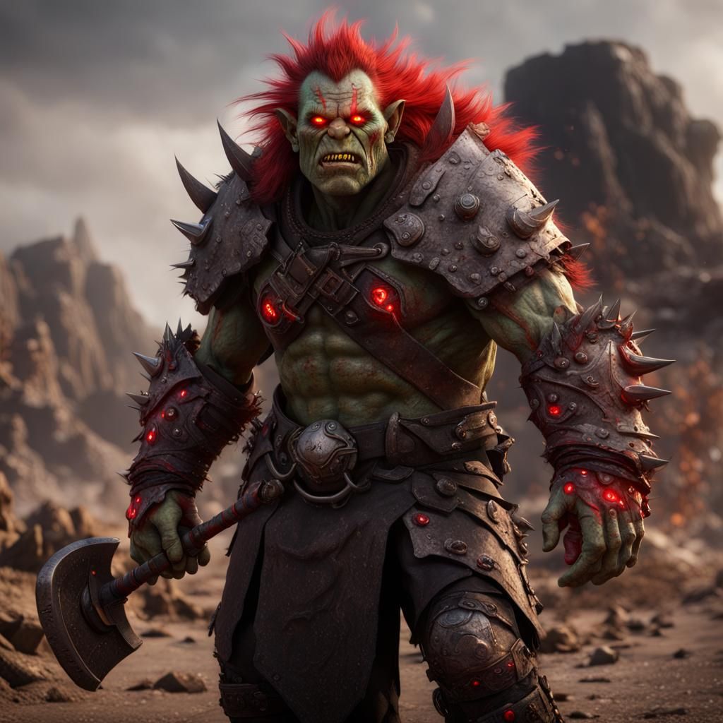 Realistic Orc Warrior in Barren Wasteland, Unreal Engine 5
