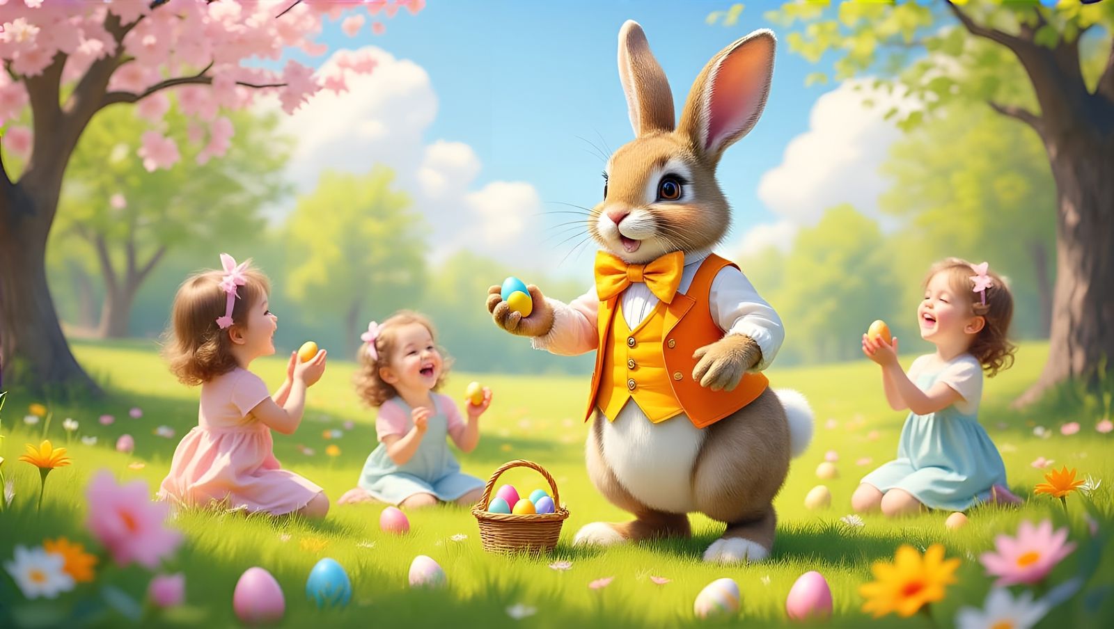 Whimsical Easter Bunny in a Lush Green Park