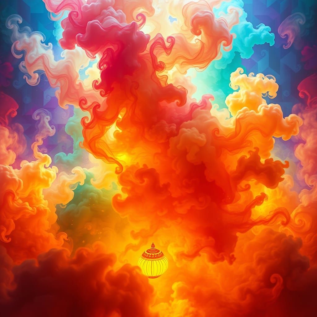 Diwali Celebration in Swirling Colors