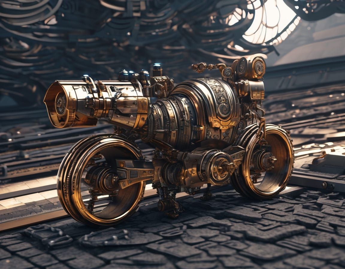 Epic Steampunk Cityscape in Polished Metal