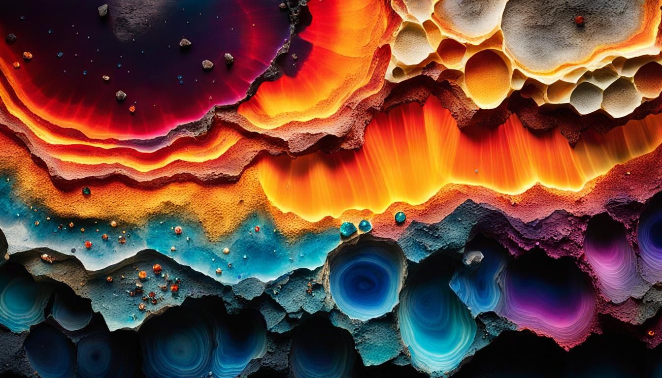 Vibrant Mixed-Media Collage with Earth Elements