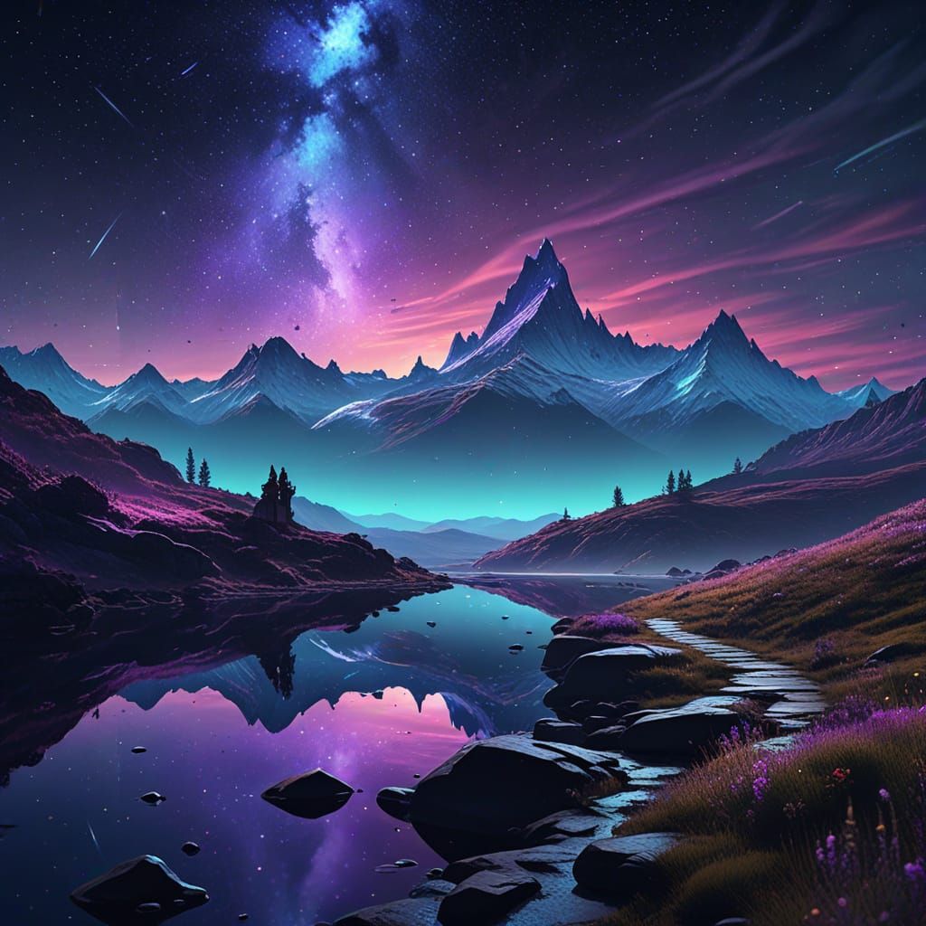 Matariki in Starry Night Sky: Fantasy Concept Art