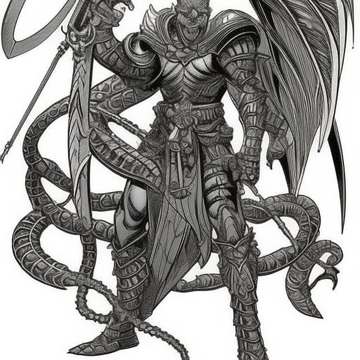 Detailed Line Drawing of a Classic DnD Monster