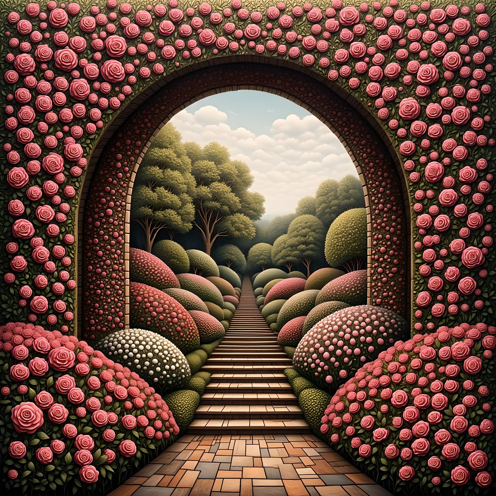 Hyperdetailed Rose Garden with Rich Textures