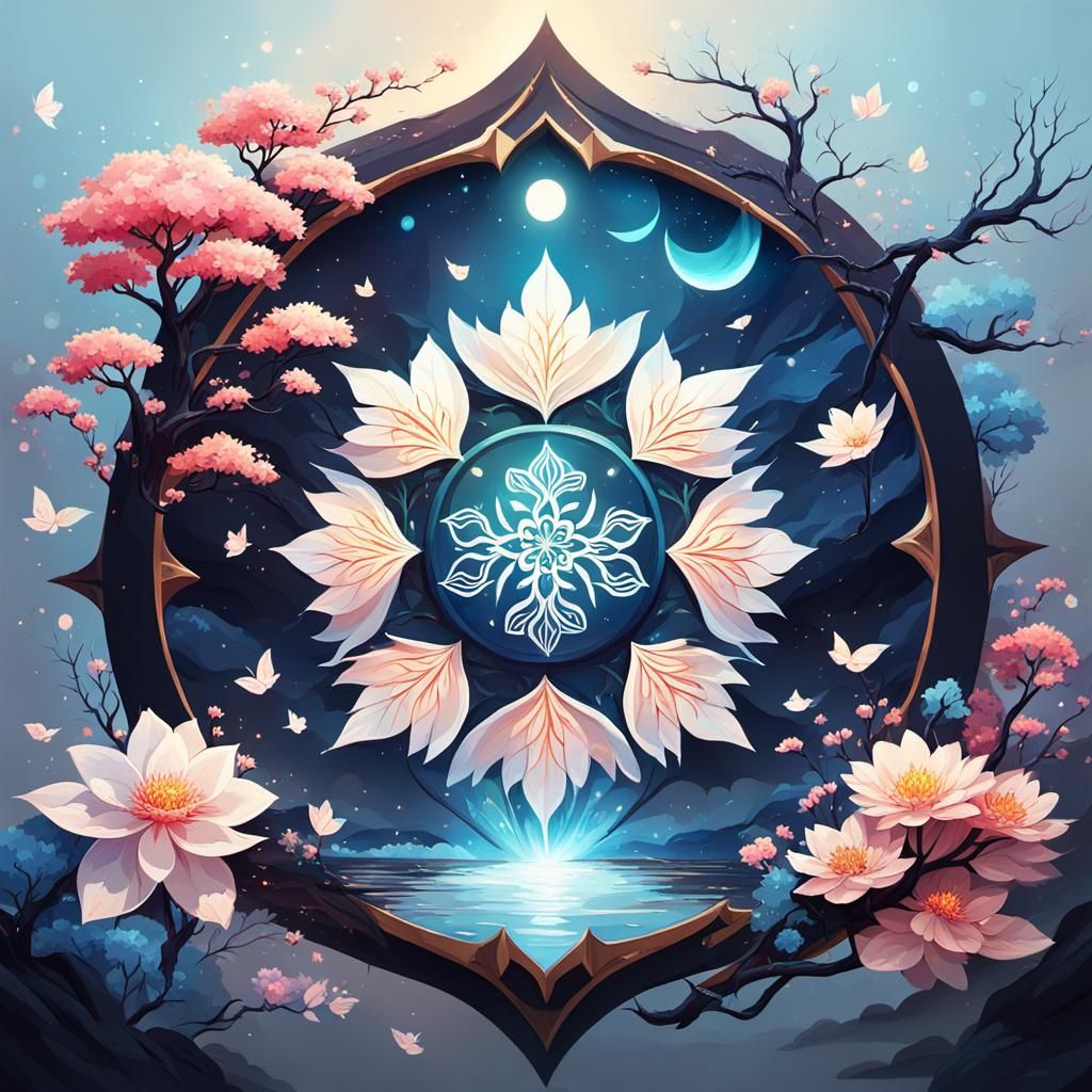 Fantastical Ikigai Scene with Dynamic Lighting