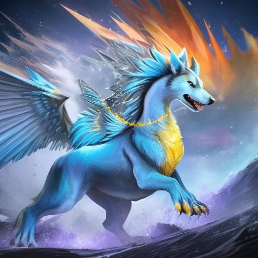 Siberian Husky Charizard Fantasy Concept Art