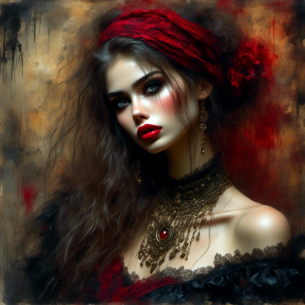 Gothic Vampire Portrait in Dark Romanticism Style