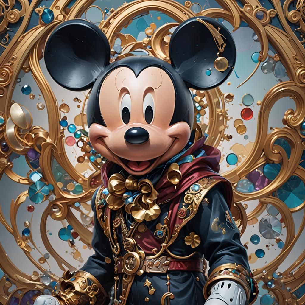 Mickey Mouse Portrait in Art Nouveau Style
