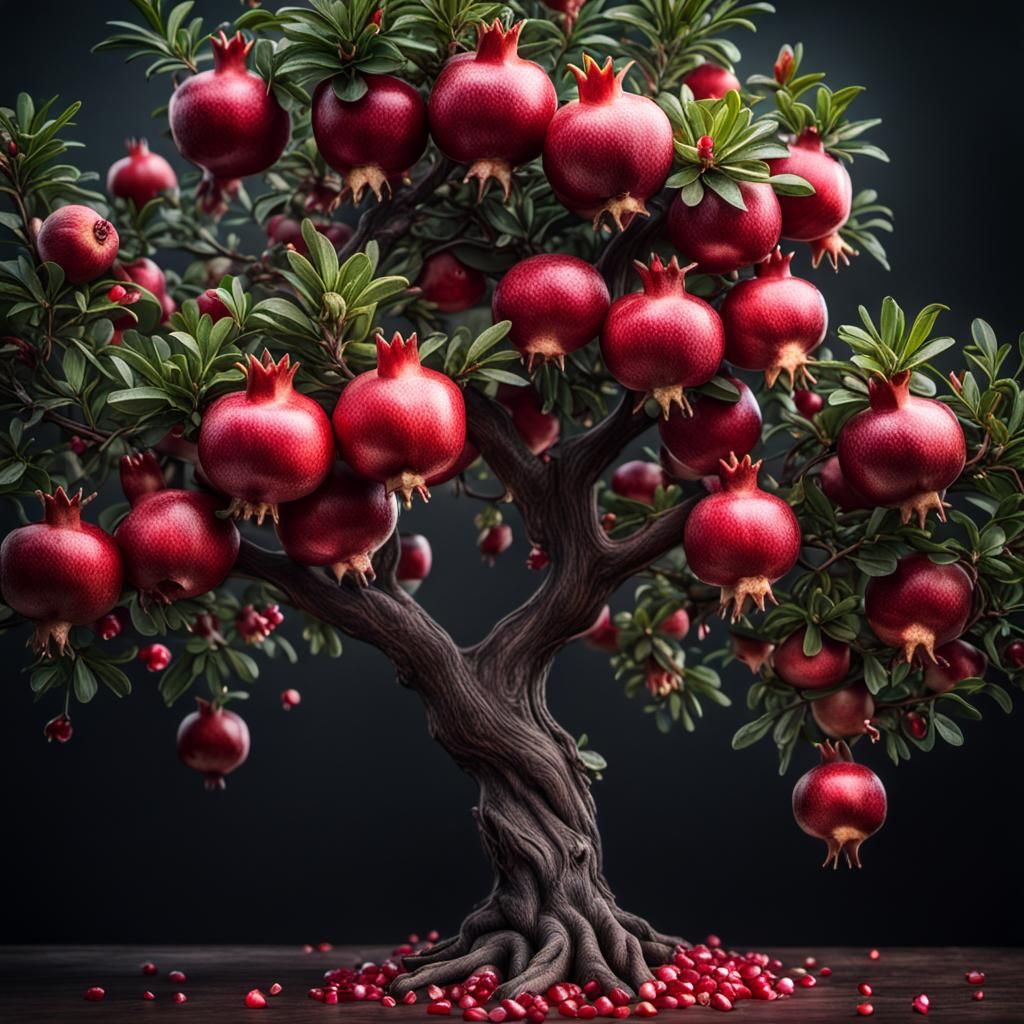 Hyperrealistic Pomegranate Tree in High Definition