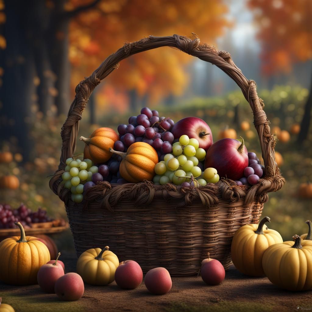 Fall Harvest Still Life: Detailed Matte Painting