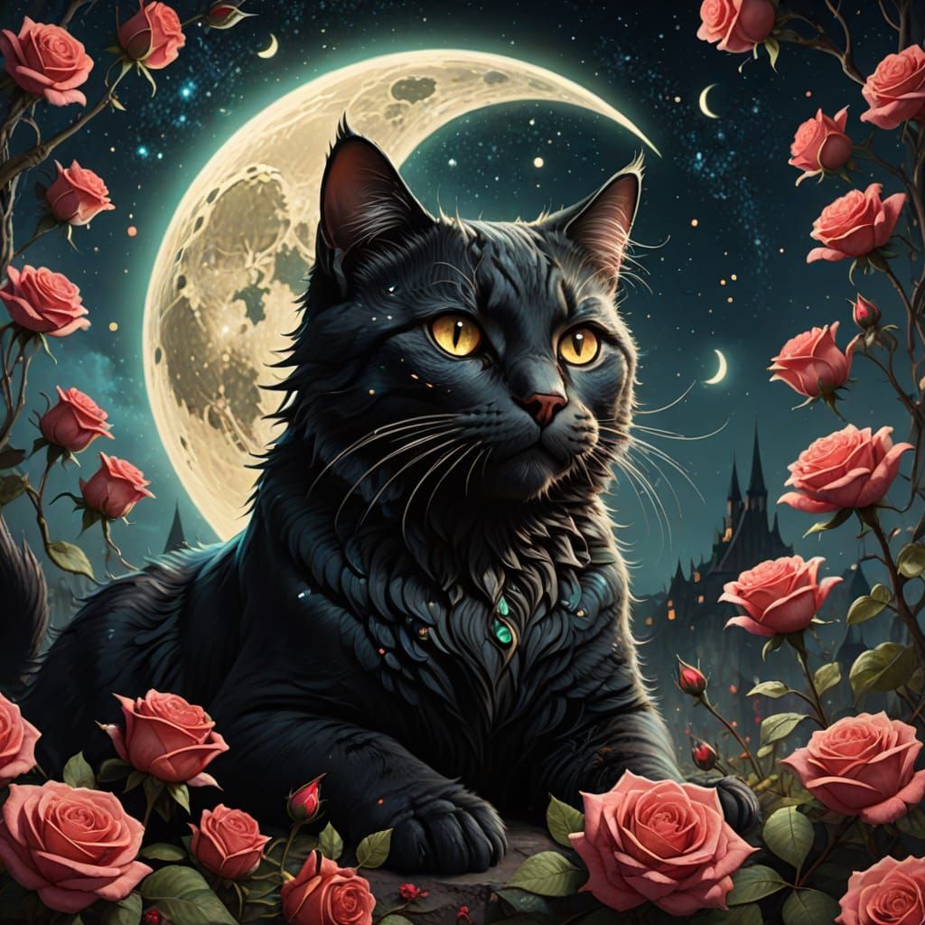 Cat on the Moon in Fantasy Concept Art