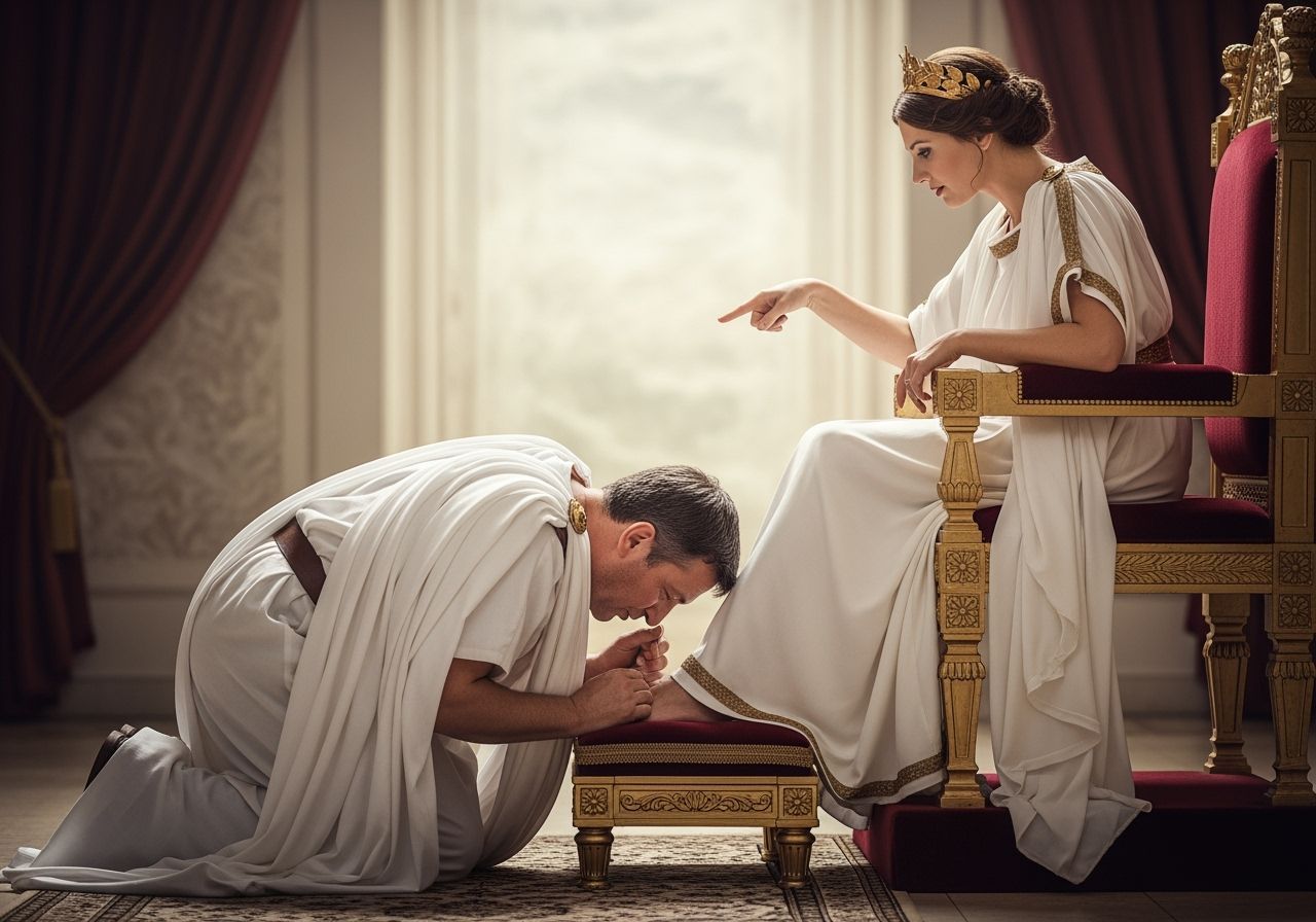Roman Senator Kneeling Before Empress in High Definition