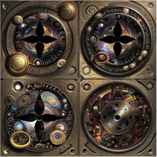 Abstract 3D Eye Design with Wheels and Galaxies