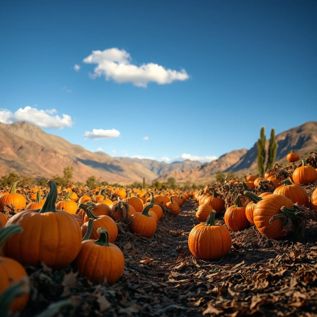 Serene Pumpkin Patch in Golden Sunlight
