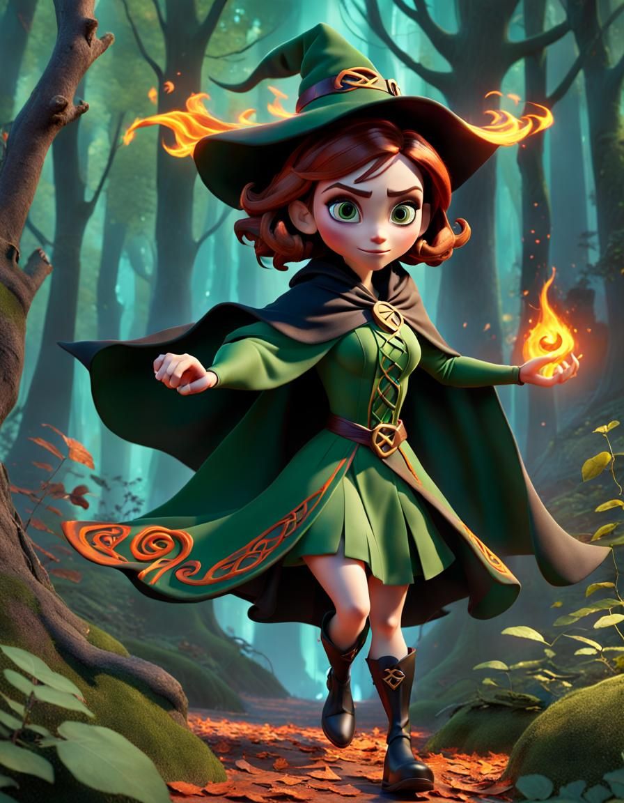 Adorable Witch on a Daring Quest in Goblincore Forest