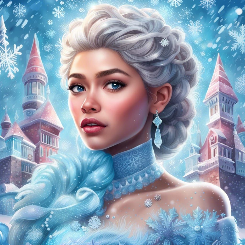 Zendaya as Elsa in Candy Art Ice Palace