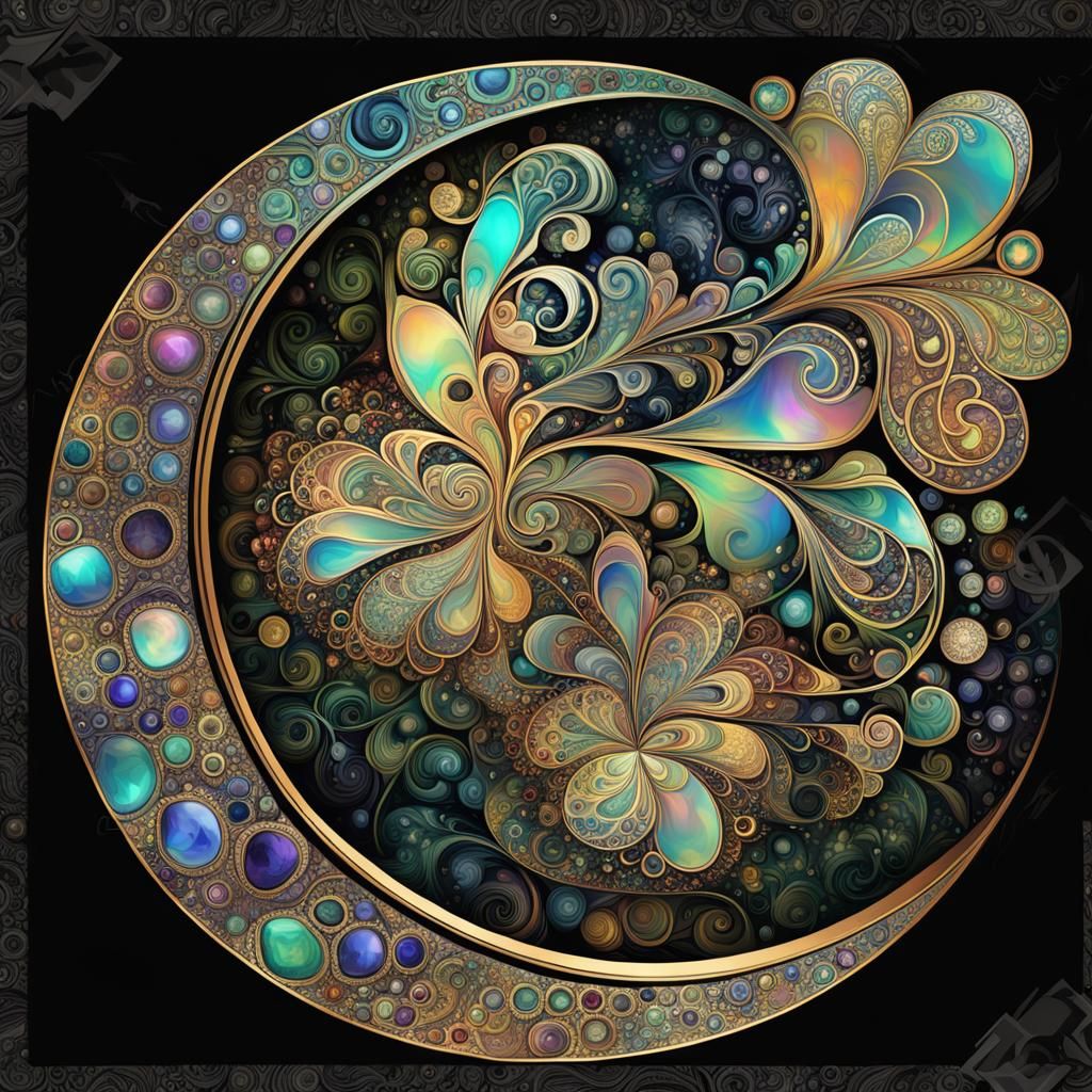 Art Nouveau Fractal Design with Iridescent Colors